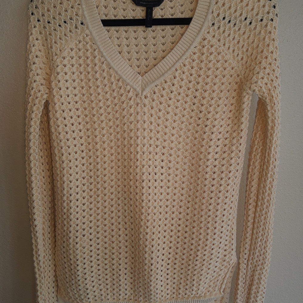 BCBG V-Neck Cream sweater